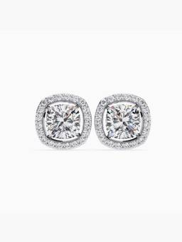 Valanova - Hallmarked 9K White Gold and Certified Lab Grown Diamond 3.48Cts Stud Earrings Vse0021U300
