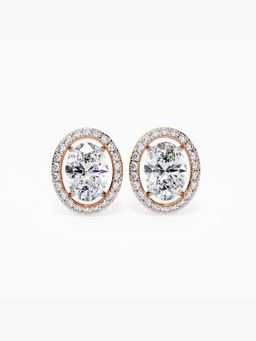 Valanova - Hallmarked 9K Rose Gold and Certified Lab Grown Diamond 3.42Cts Stud Earrings Vse0022V300