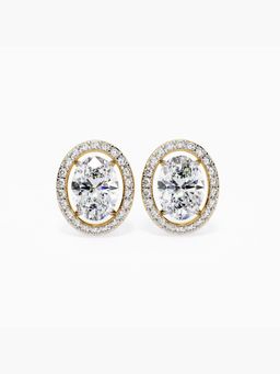 Valanova - Hallmarked 9K Yellow Gold and Certified Lab Grown Diamond 3.42Cts Stud Earrings Vse0022V300
