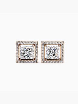 Valanova - Hallmarked 9K Rose Gold and Certified Lab Grown Diamond 1.77Cts Stud Earrings Vse0023P150