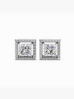 Valanova - Hallmarked 9K White Gold and Certified Lab Grown Diamond 1.77Cts Stud Earrings Vse0023P150