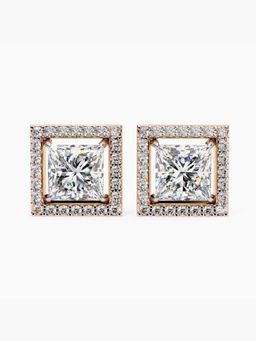 Valanova - Hallmarked 9K Rose Gold and Certified Lab Grown Diamond 3.36Cts Stud Earrings Vse0023P300