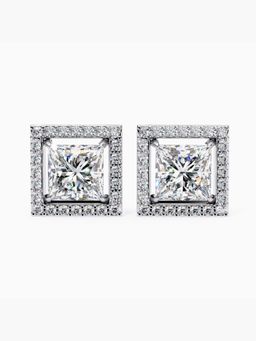 Valanova - Hallmarked 9K White Gold and Certified Lab Grown Diamond 3.36Cts Stud Earrings Vse0023P300