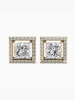 Valanova - Hallmarked 9K Yellow Gold and Certified Lab Grown Diamond 3.36Cts Stud Earrings Vse0023P300