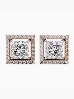 Valanova - Hallmarked 9K Rose Gold and Certified Lab Grown Diamond 4.58Cts Stud Earrings Vse0023P400