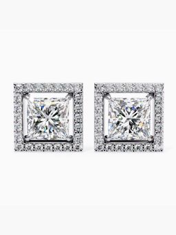 Valanova - Hallmarked 9K White Gold and Certified Lab Grown Diamond 4.58Cts Stud Earrings Vse0023P400