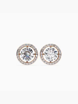 Valanova - Hallmarked 9K Rose Gold and Certified Lab Grown Diamond 1.79Cts Stud Earrings Vse0024R150