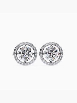 Valanova - Hallmarked 9K White Gold and Certified Lab Grown Diamond 2.33Cts Stud Earrings Vse0024R200