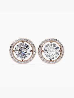 Valanova - Hallmarked 9K Rose Gold and Certified Lab Grown Diamond 3.42Cts Stud Earrings Vse0024R300
