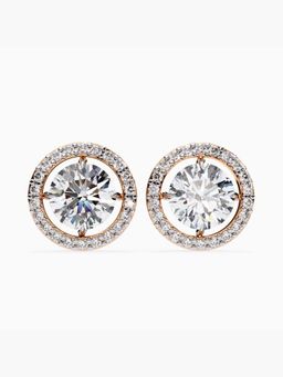 Valanova - Hallmarked 9K Rose Gold and Certified Lab Grown Diamond 4.62Cts Stud Earrings Vse0024R400