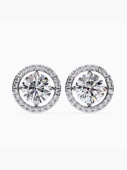 Valanova - Hallmarked 9K White Gold and Certified Lab Grown Diamond 4.62Cts Stud Earrings Vse0024R400