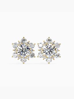 Valanova - Hallmarked 9K Yellow Gold and Certified Lab Grown Diamond 0.74Cts Stud Earrings Vse0025