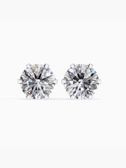Valanova - Hallmarked 9K White Gold and Certified Lab Grown Diamond 3.00Cts Stud Earrings Vse0027R300