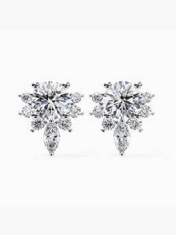 Valanova - Hallmarked 9K White Gold and Certified Lab Grown Diamond 0.66Cts Stud Earrings Vse0034
