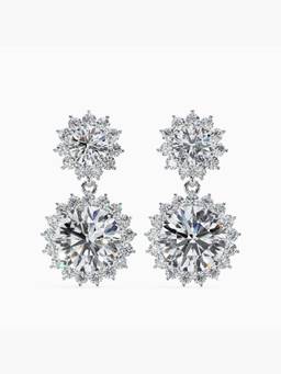 Valanova - Hallmarked 9K White Gold and Certified Lab Grown Diamond 1.81Cts Drop Earrings Vse0036