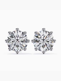 Valanova - Hallmarked 9K White Gold and Certified Lab Grown Diamond 4.00Cts Stud Earrings Vse0038R400
