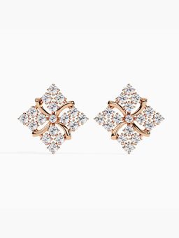 Valanova - Hallmarked 9K Rose Gold and Certified Lab Grown Diamond 0.84Cts Stud Earrings Vse0039