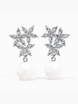 Valanova - Hallmarked 9K White Gold and Certified Lab Grown Diamond 2.86Cts Drop Earrings Vse0042