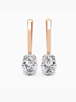 Valanova - Hallmarked 9K Rose Gold and Certified Lab Grown Diamond 1.50Cts Hoop Earrings Vse0044