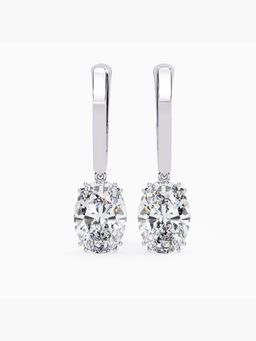 Valanova - Hallmarked 9K White Gold and Certified Lab Grown Diamond 1.50Cts Hoop Earrings Vse0044