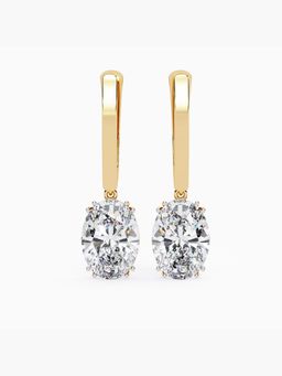 Valanova - Hallmarked 9K Yellow Gold and Certified Lab Grown Diamond 1.50Cts Hoop Earrings Vse0044