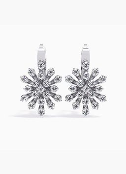 Valanova - Hallmarked 9K White Gold and Certified Lab Grown Diamond 1.95Cts Hoop Earrings Vse0045