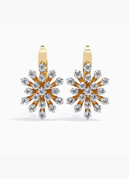 Valanova - Hallmarked 9K Yellow Gold and Certified Lab Grown Diamond 1.95Cts Hoop Earrings Vse0045