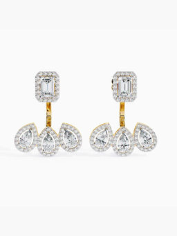 Valanova - Hallmarked 9K Yellow Gold and Certified Lab Grown Diamond 4.55Cts Drop Earrings Vse0047