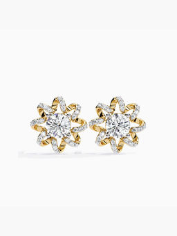 Valanova - Hallmarked 9K Yellow Gold and Certified Lab Grown Diamond 1.86Cts Stud Earrings Vse0048R150