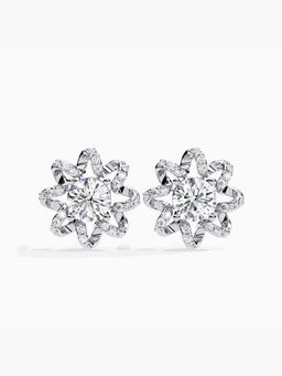 Valanova - Hallmarked 9K White Gold and Certified Lab Grown Diamond 2.46Cts Stud Earrings Vse0048R200