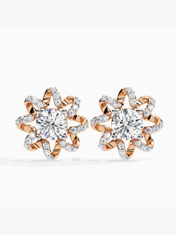 Valanova - Hallmarked 9K Rose Gold and Certified Lab Grown Diamond 3.67Cts Stud Earrings Vse0048R300