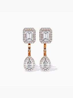Valanova - Hallmarked 9K Rose Gold and Certified Lab Grown Diamond 2.75Cts Drop Earrings Vse0049