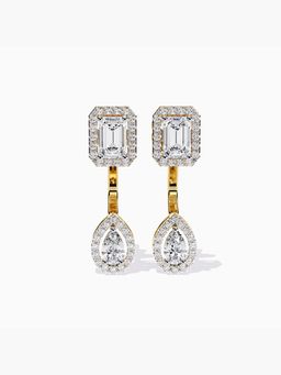 Valanova - Hallmarked 9K Yellow Gold and Certified Lab Grown Diamond 2.75Cts Drop Earrings Vse0049