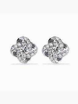 Valanova - Hallmarked 9K White Gold and Certified Lab Grown Diamond 0.89Cts Stud Earrings Vse0051