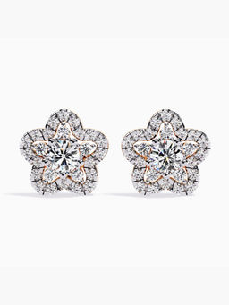 Valanova - Hallmarked 9K Rose Gold and Certified Lab Grown Diamond 0.94Cts Stud Earrings Vse0053