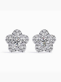 Valanova - Hallmarked 9K White Gold and Certified Lab Grown Diamond 0.94Cts Stud Earrings Vse0053