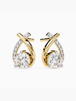 Valanova - Hallmarked 9K Yellow Gold and Certified Lab Grown Diamond 1.30Cts Stud Earrings Vse0054