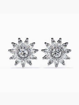 Valanova - Hallmarked 9K White Gold and Certified Lab Grown Diamond 1.76Cts Stud Earrings Vse0056