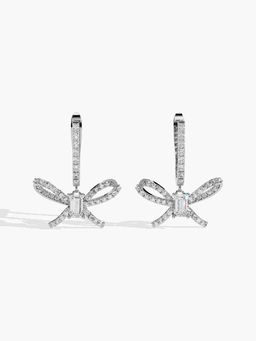 Valanova - Hallmarked 9K White Gold and Certified Lab Grown Diamond 1.43Cts Hoop Earrings Vse0058