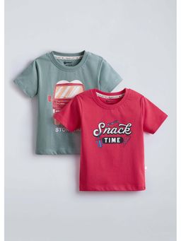 Hopscotch - Cotton Graphic Grey And Red T-shirts (Pack of 2)