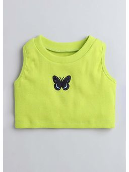 Hopscotch - Butterfly Ribbed Crop Top