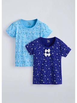 Hopscotch - Printed Cotton Blue T-shirts (Pack of 2)