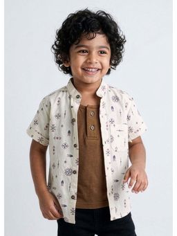 Hopscotch - Overlay Ethnic Shirt With Attached T-shirt
