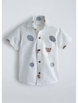Hopscotch - Leaf Embroidery Cotton Shirt