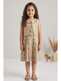 Lagorii - Beige Dress With Embroidered Layered Panel