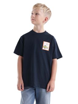 RARE ONES - Navy Blue Label Detail Regular T-shirt
