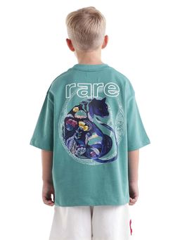 RARE ONES - Teal Graphic Print Oversized T-shirt