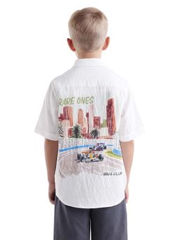 RARE ONES - White Graphic Printed Half Sleeve Shirt