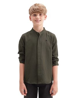RARE ONES - Olive Mandarin Collar Full Sleeve Shirt