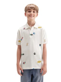 RARE ONES - White All Over Printed Polo T-shirt